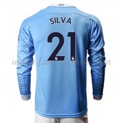 Camisetas De Futbol Baratas Manchester City David Silva 21 Primera Equipación Manga Larga 2020-21..